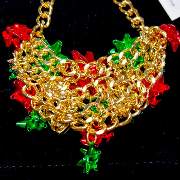 New Betsey Johnson Festive Bow Bib Necklace - Picture 13 of 14